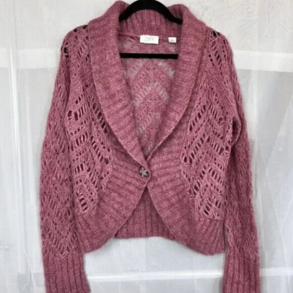 Ann Taylor loft wool mohair open knit fairy cardigan Large cottagecore whimsygot - Picture 1 of 3